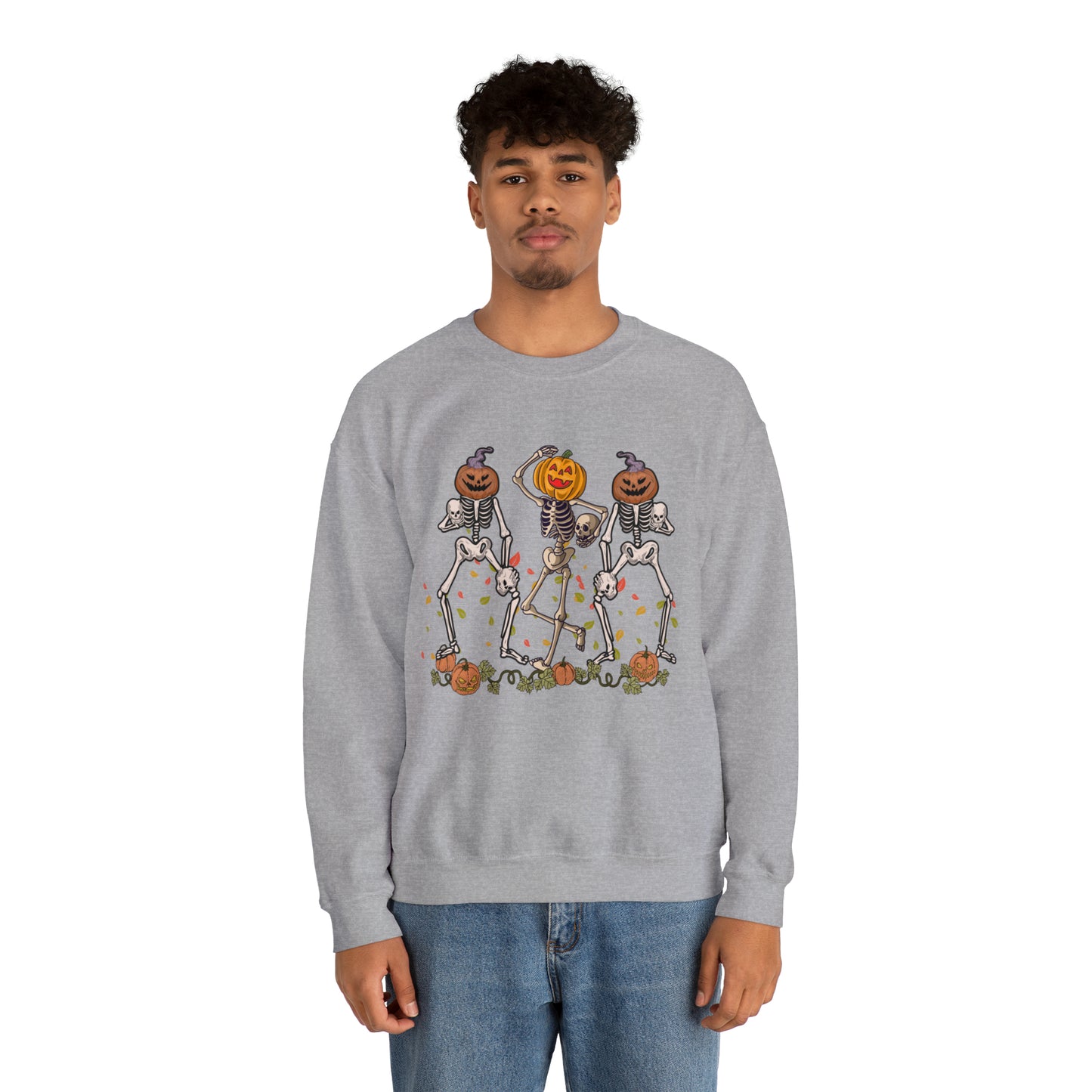 Halloween Skeletons Pumpkin Unisex Crewneck Sweatshirt | Crew neck, DTG, Men's Clothing, Regular fit, Sweatshirts, Unisex, Valentine's Day Picks, Women's Clothing