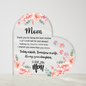 I Love You Mom From Daughter Printed Heart Acrylic Plaque