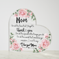 Thank You I Love You Mom Printed Heart Acrylic Plaque