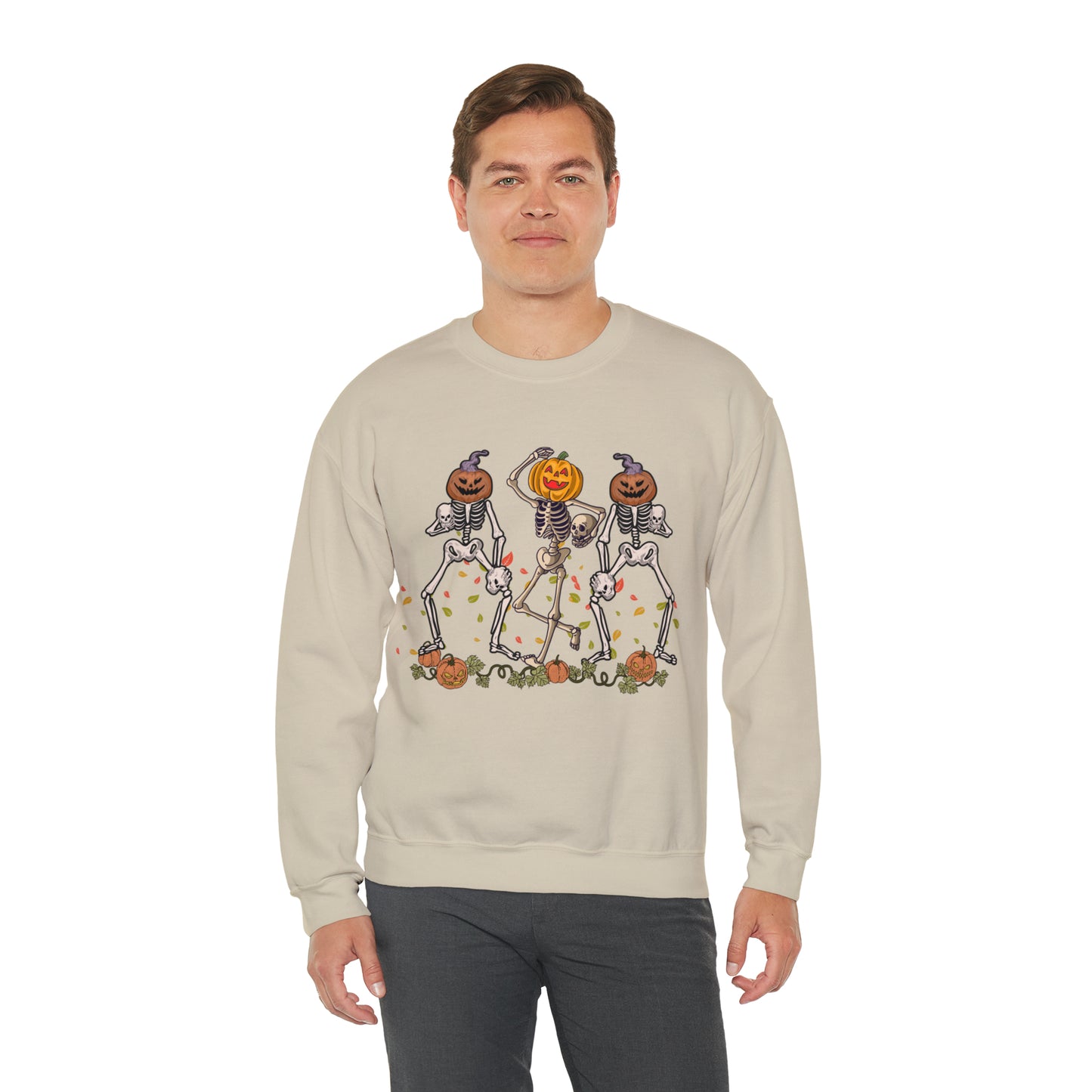 Halloween Skeletons Pumpkin Unisex Crewneck Sweatshirt | Crew neck, DTG, Men's Clothing, Regular fit, Sweatshirts, Unisex, Valentine's Day Picks, Women's Clothing