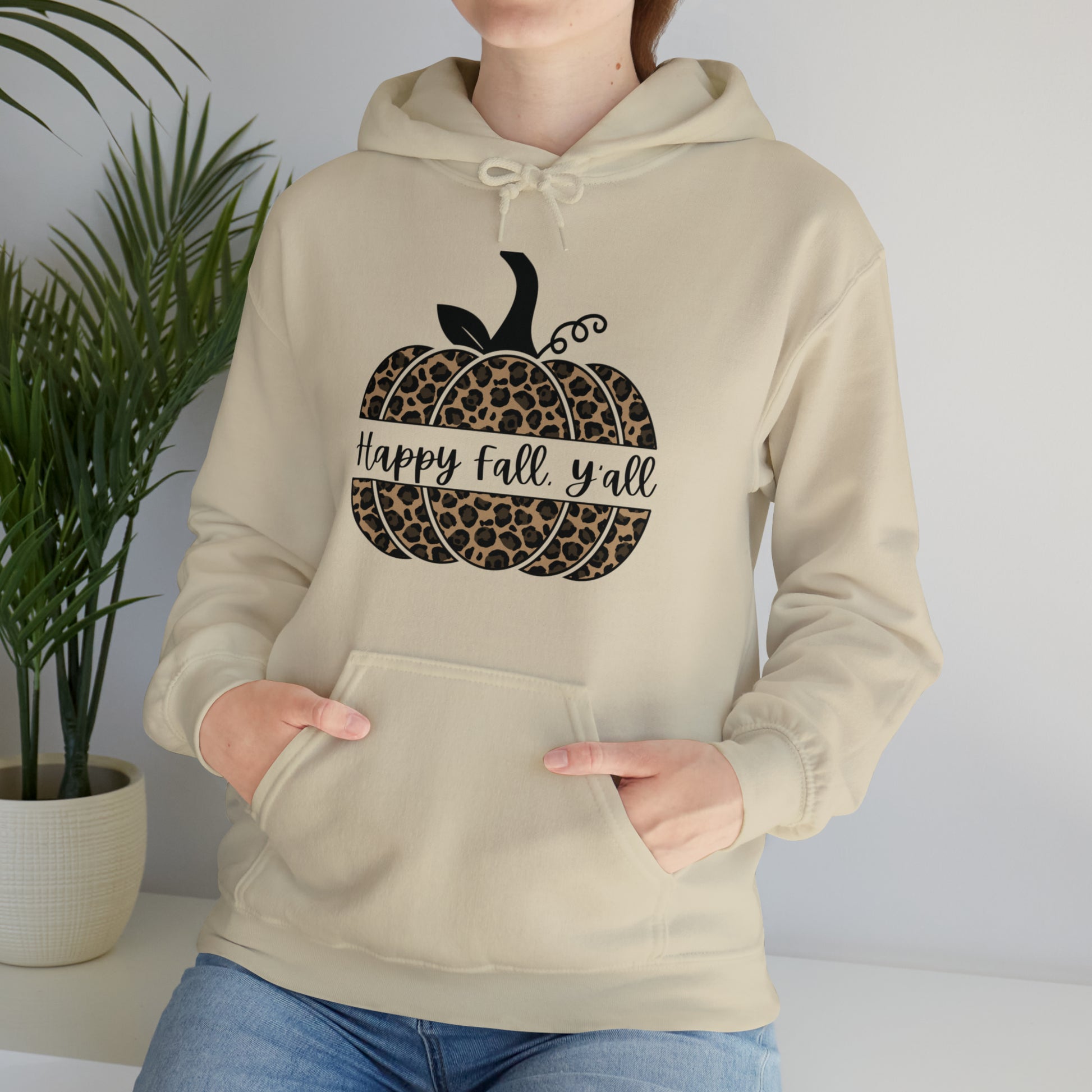 Happy Fall Y'all Hooded Unisex Hooded Sweatshirt | DTG, Hoodies, Men's Clothing, Regular fit, Unisex, Women's Clothing