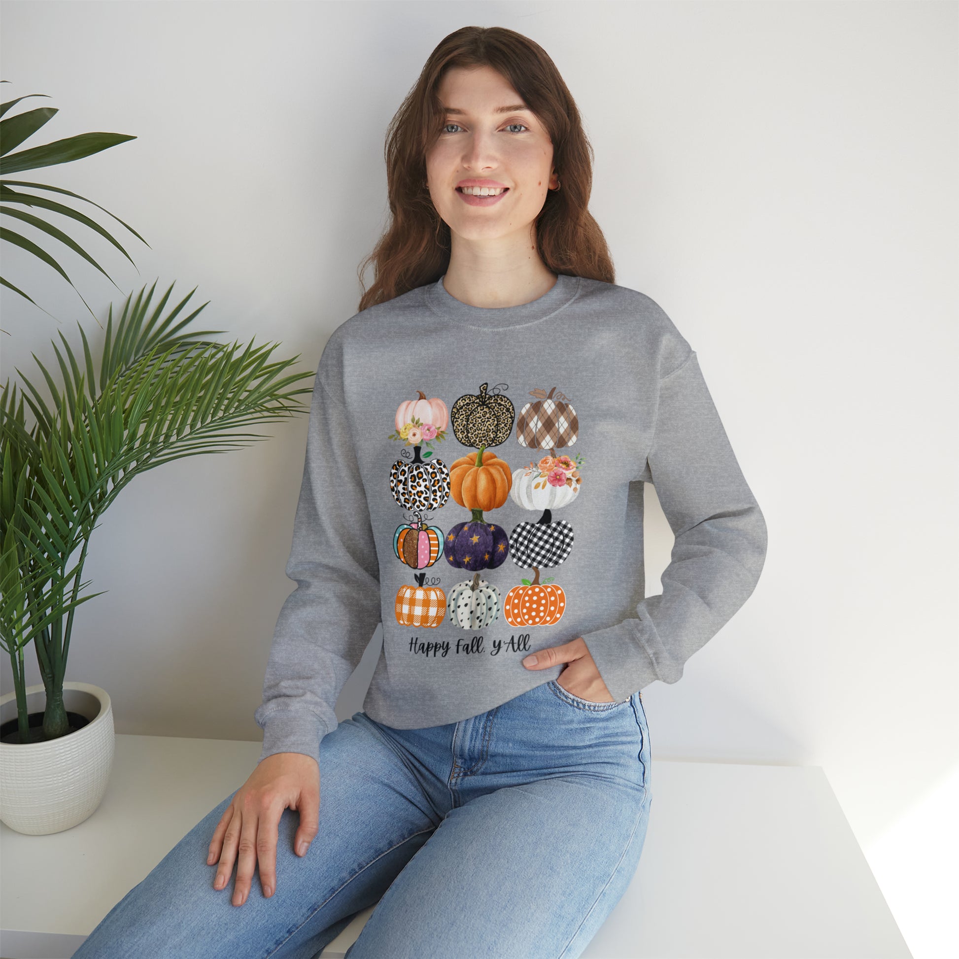 Happy Fall Y'all Pumpkins Unisex Crewneck Sweatshirt | Crew neck, DTG, Men's Clothing, Regular fit, Sweatshirts, Unisex, Valentine's Day Picks, Women's Clothing