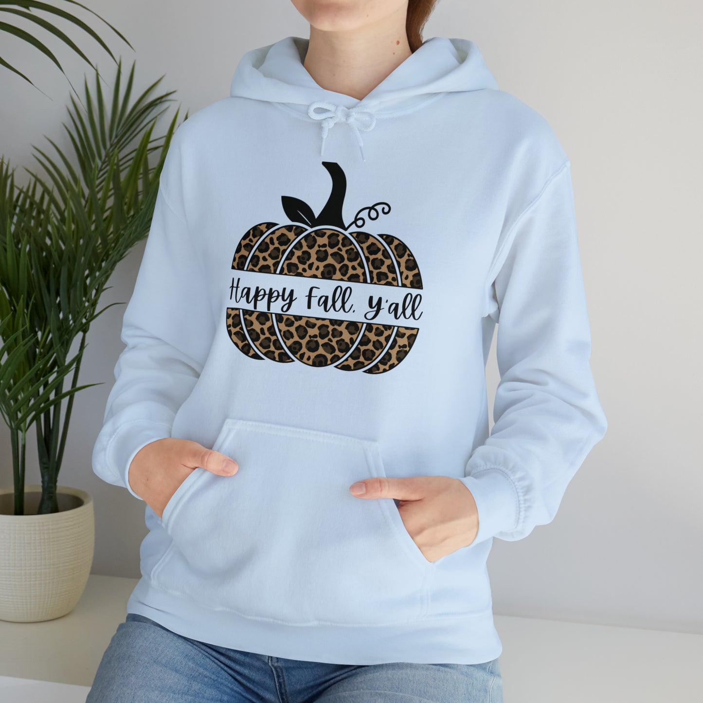 Happy Fall Y'all Hooded Unisex Hooded Sweatshirt | DTG, Hoodies, Men's Clothing, Regular fit, Unisex, Women's Clothing