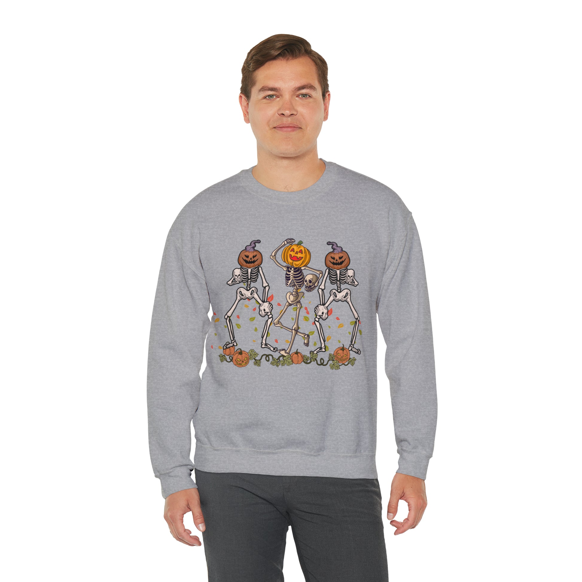 Halloween Skeletons Pumpkin Unisex Crewneck Sweatshirt | Crew neck, DTG, Men's Clothing, Regular fit, Sweatshirts, Unisex, Valentine's Day Picks, Women's Clothing