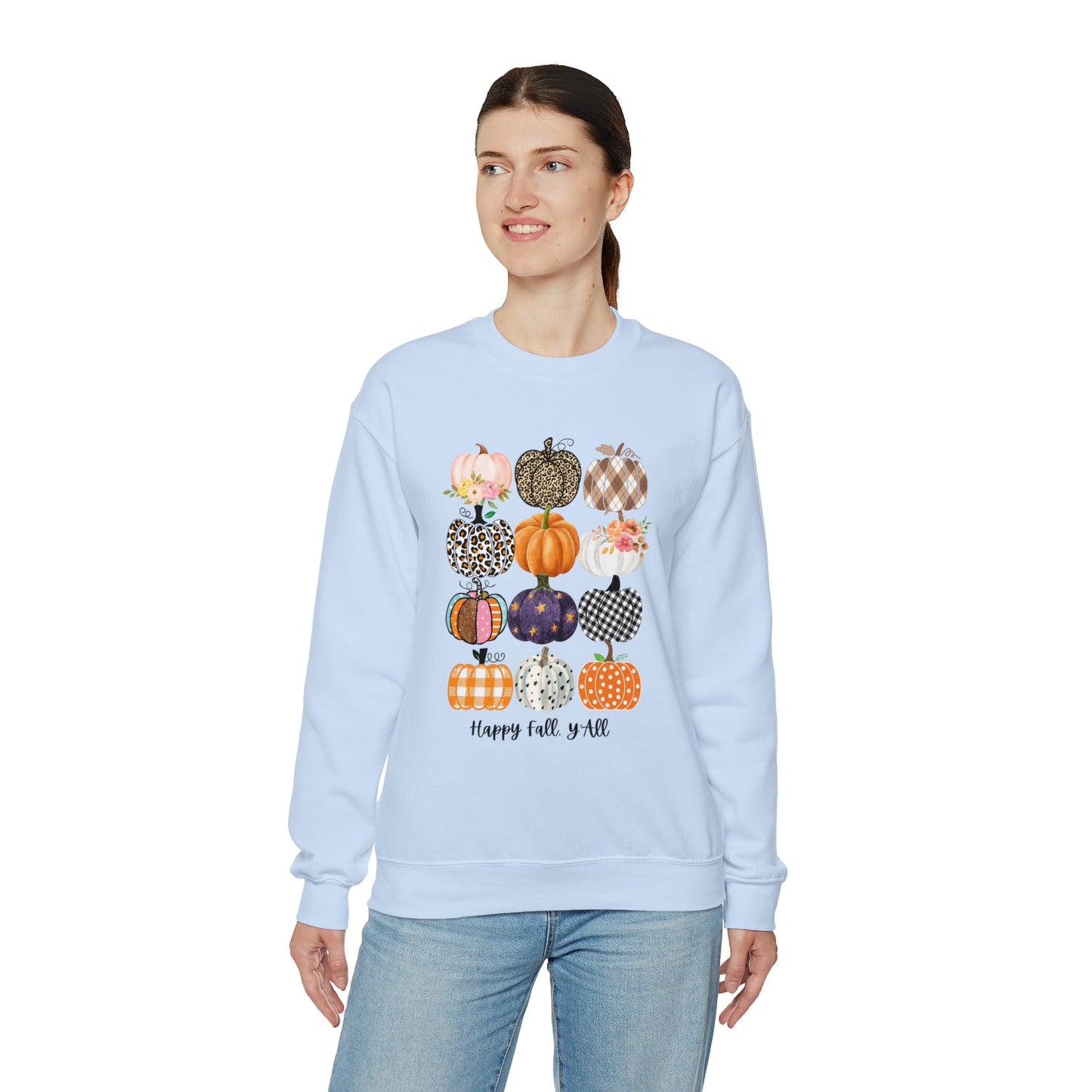 Happy Fall Y'all Pumpkins Unisex Crewneck Sweatshirt | Crew neck, DTG, Men's Clothing, Regular fit, Sweatshirts, Unisex, Valentine's Day Picks, Women's Clothing