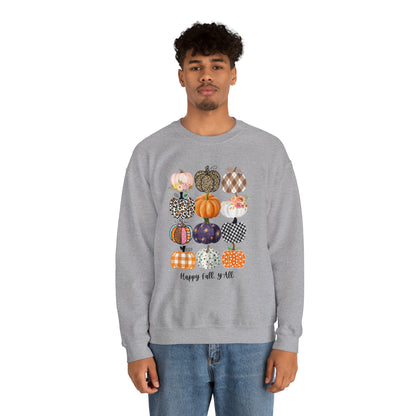 Happy Fall Y'all Pumpkins Unisex Crewneck Sweatshirt | Crew neck, DTG, Men's Clothing, Regular fit, Sweatshirts, Unisex, Valentine's Day Picks, Women's Clothing