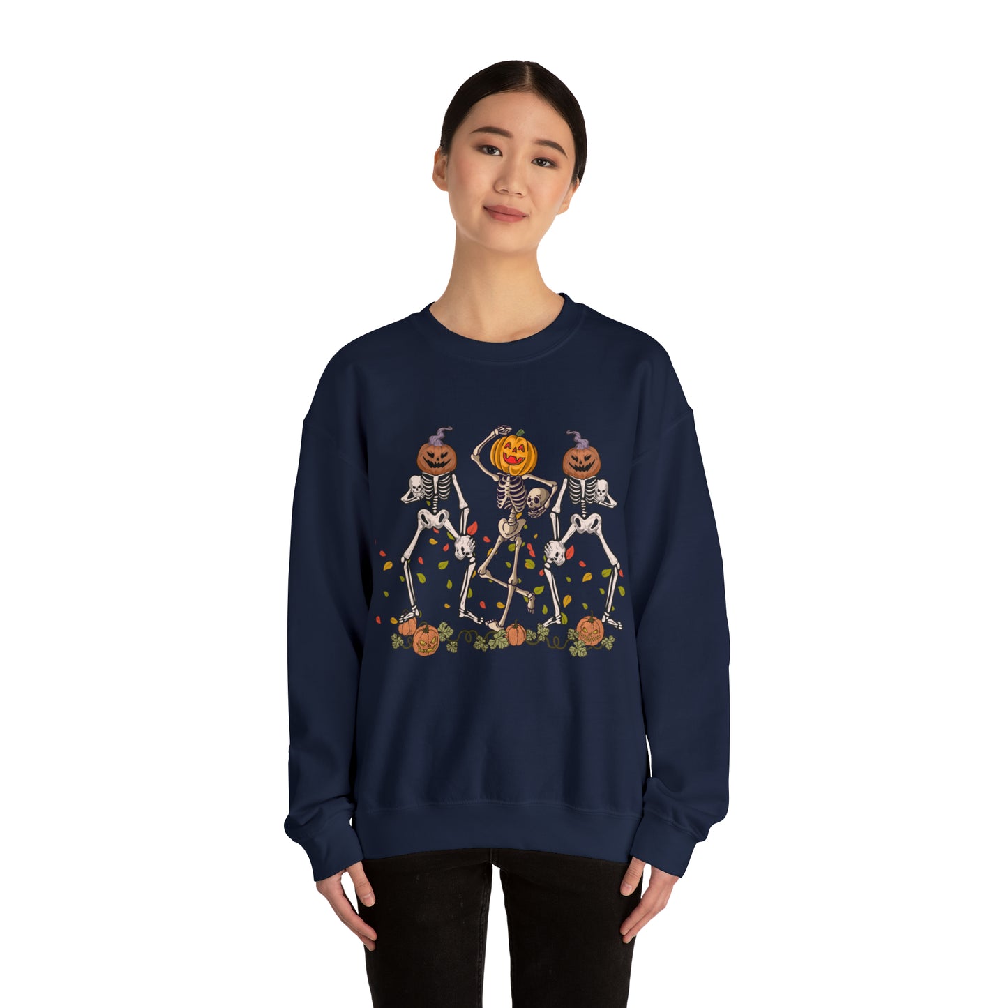 Halloween Skeletons Pumpkin Unisex Crewneck Sweatshirt | Crew neck, DTG, Men's Clothing, Regular fit, Sweatshirts, Unisex, Valentine's Day Picks, Women's Clothing