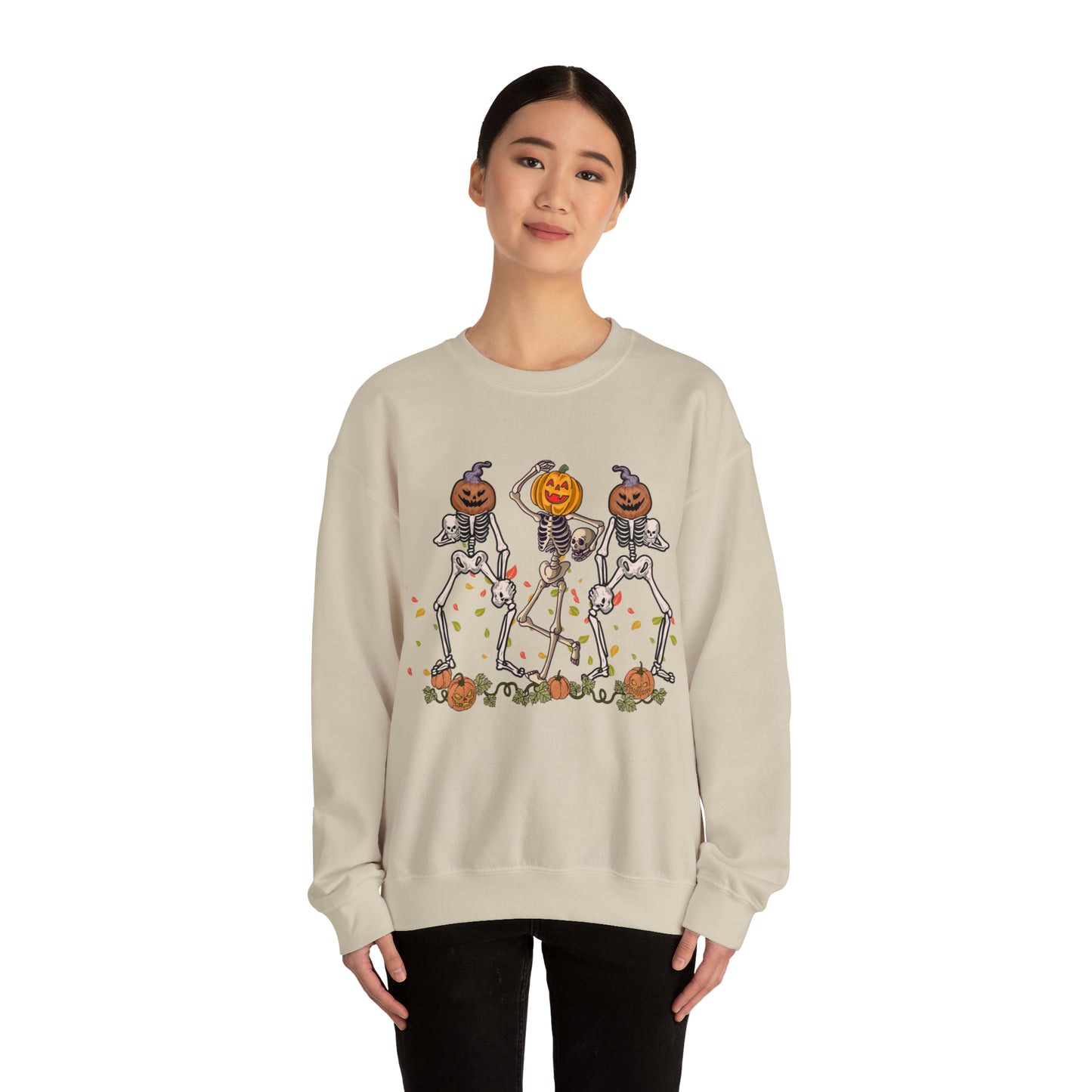 Halloween Skeletons Pumpkin Unisex Crewneck Sweatshirt | Crew neck, DTG, Men's Clothing, Regular fit, Sweatshirts, Unisex, Valentine's Day Picks, Women's Clothing