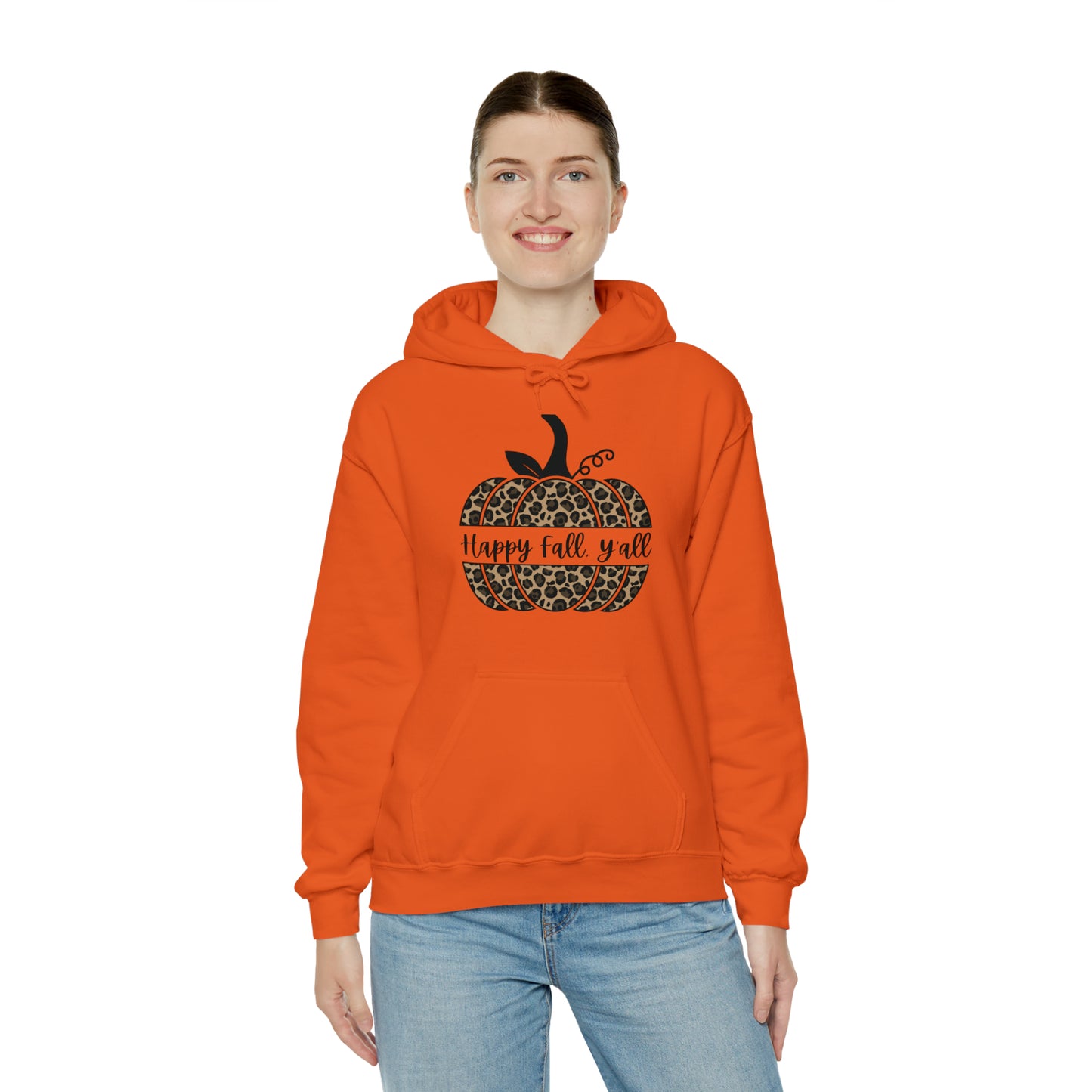 Happy Fall Y'all Hooded Unisex Hooded Sweatshirt | DTG, Hoodies, Men's Clothing, Regular fit, Unisex, Women's Clothing