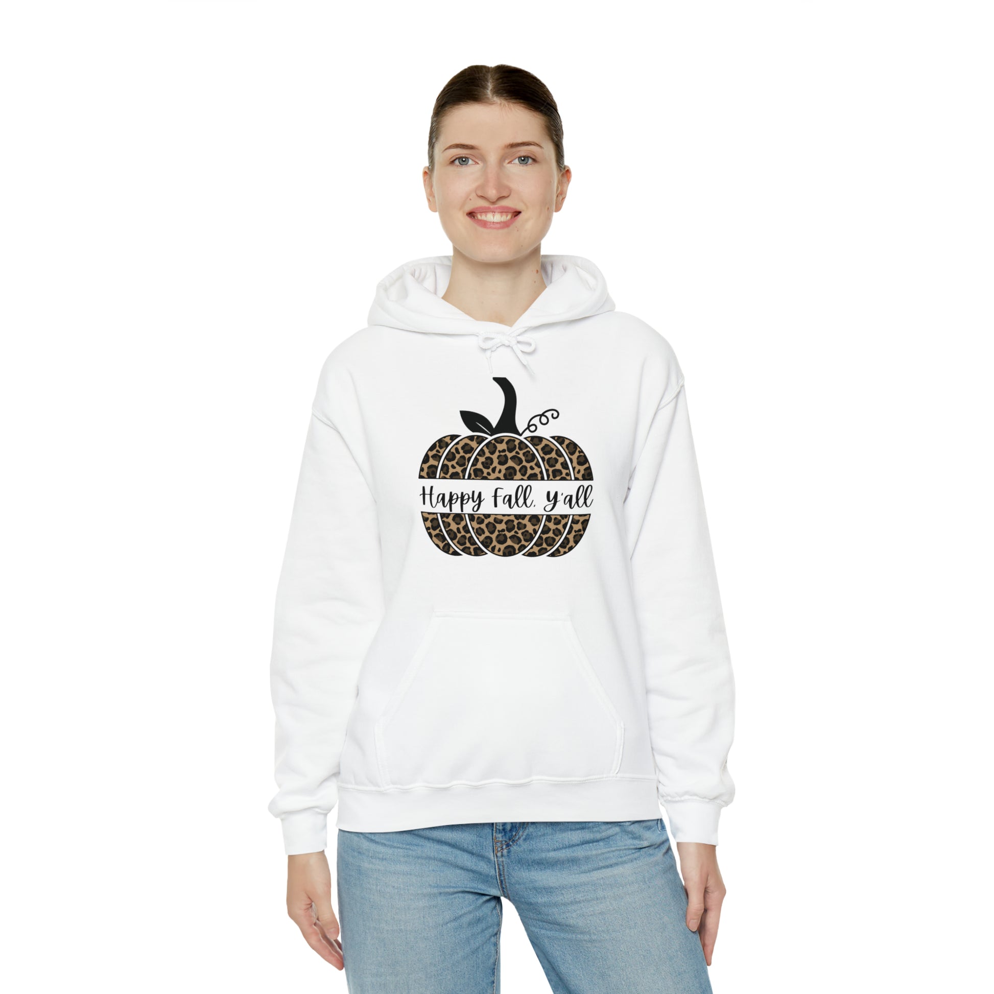 Happy Fall Y'all Hooded Unisex Hooded Sweatshirt | DTG, Hoodies, Men's Clothing, Regular fit, Unisex, Women's Clothing