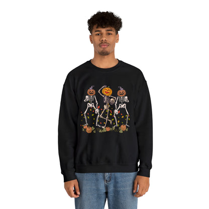 Halloween Skeletons Pumpkin Unisex Crewneck Sweatshirt | Crew neck, DTG, Men's Clothing, Regular fit, Sweatshirts, Unisex, Valentine's Day Picks, Women's Clothing