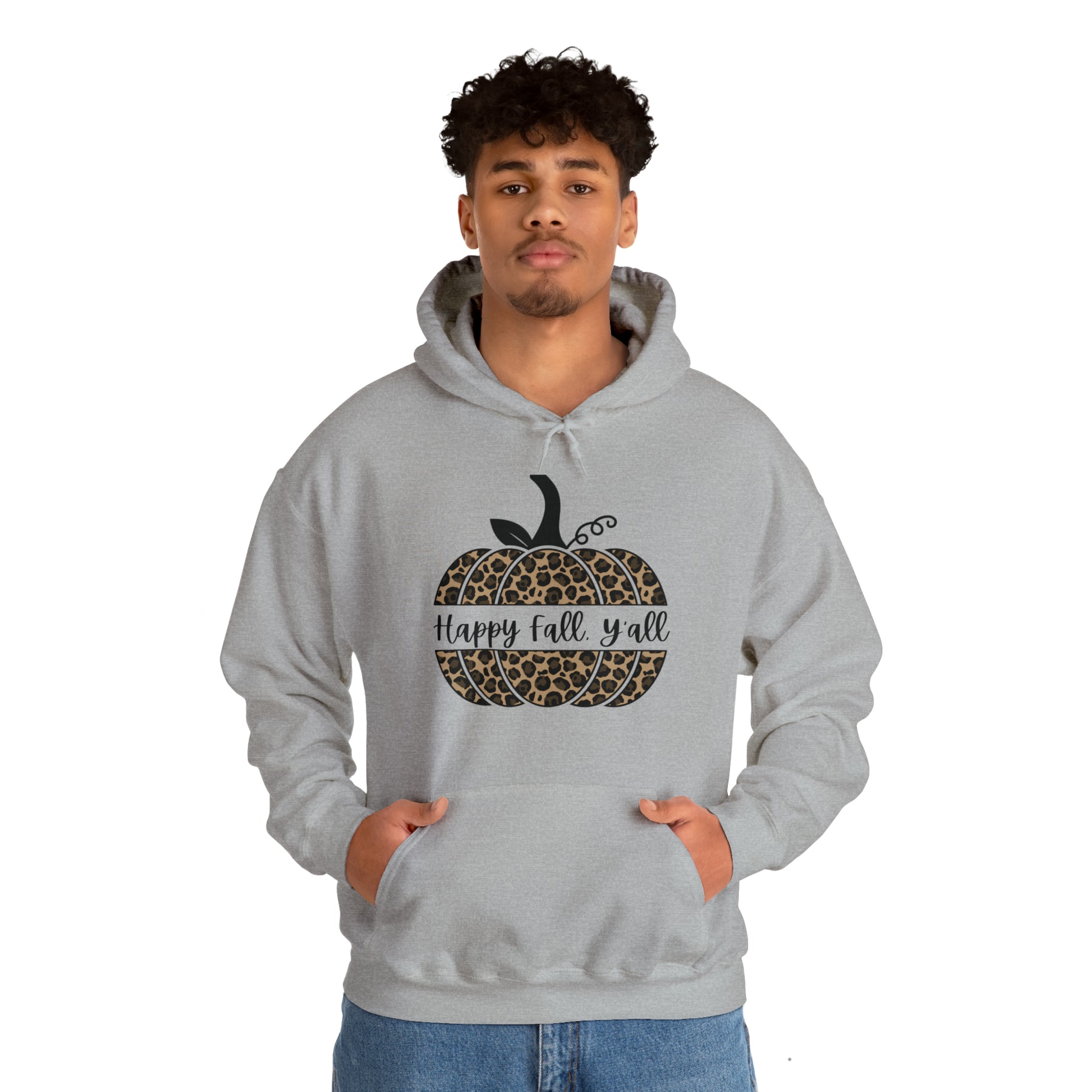 Happy Fall Y'all Hooded Unisex Hooded Sweatshirt | DTG, Hoodies, Men's Clothing, Regular fit, Unisex, Women's Clothing