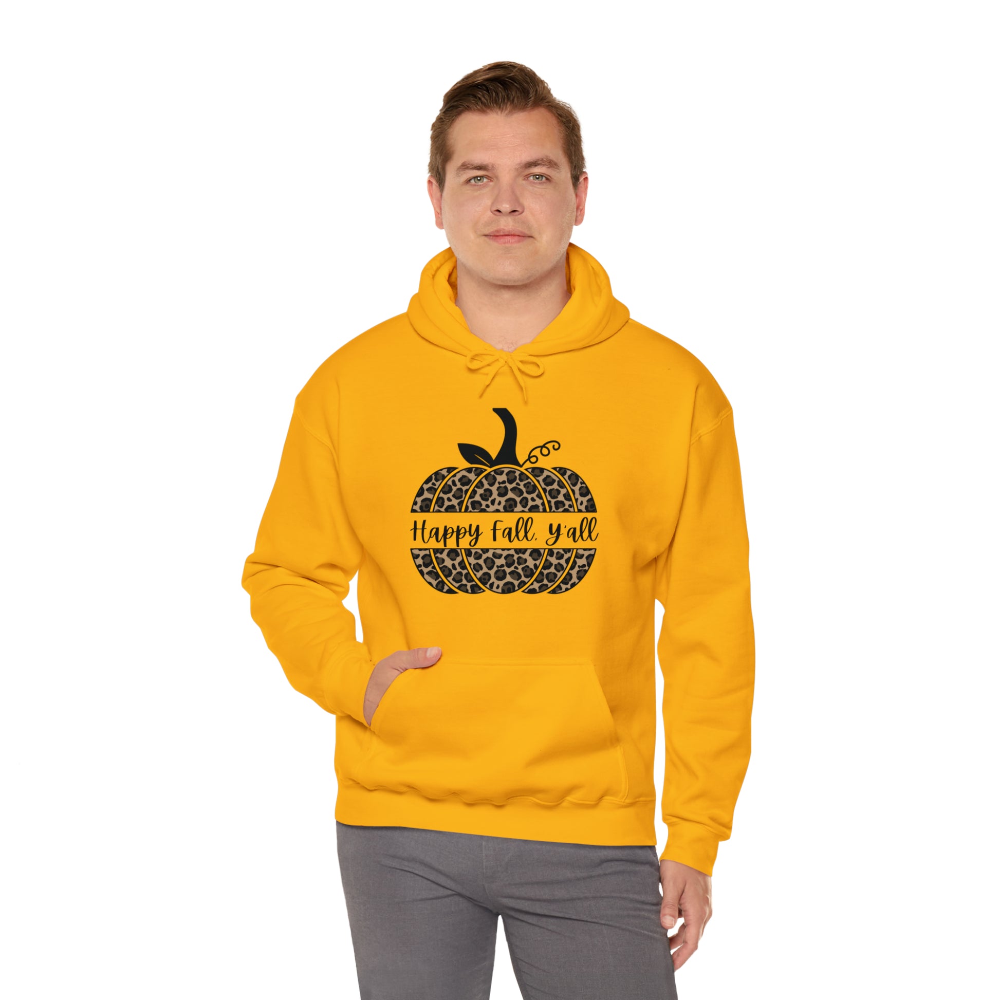 Happy Fall Y'all Hooded Unisex Hooded Sweatshirt | DTG, Hoodies, Men's Clothing, Regular fit, Unisex, Women's Clothing