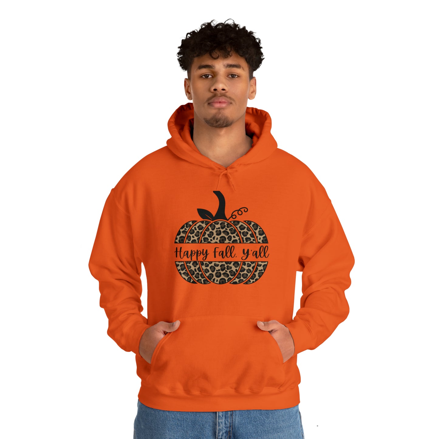 Happy Fall Y'all Hooded Unisex Hooded Sweatshirt | DTG, Hoodies, Men's Clothing, Regular fit, Unisex, Women's Clothing