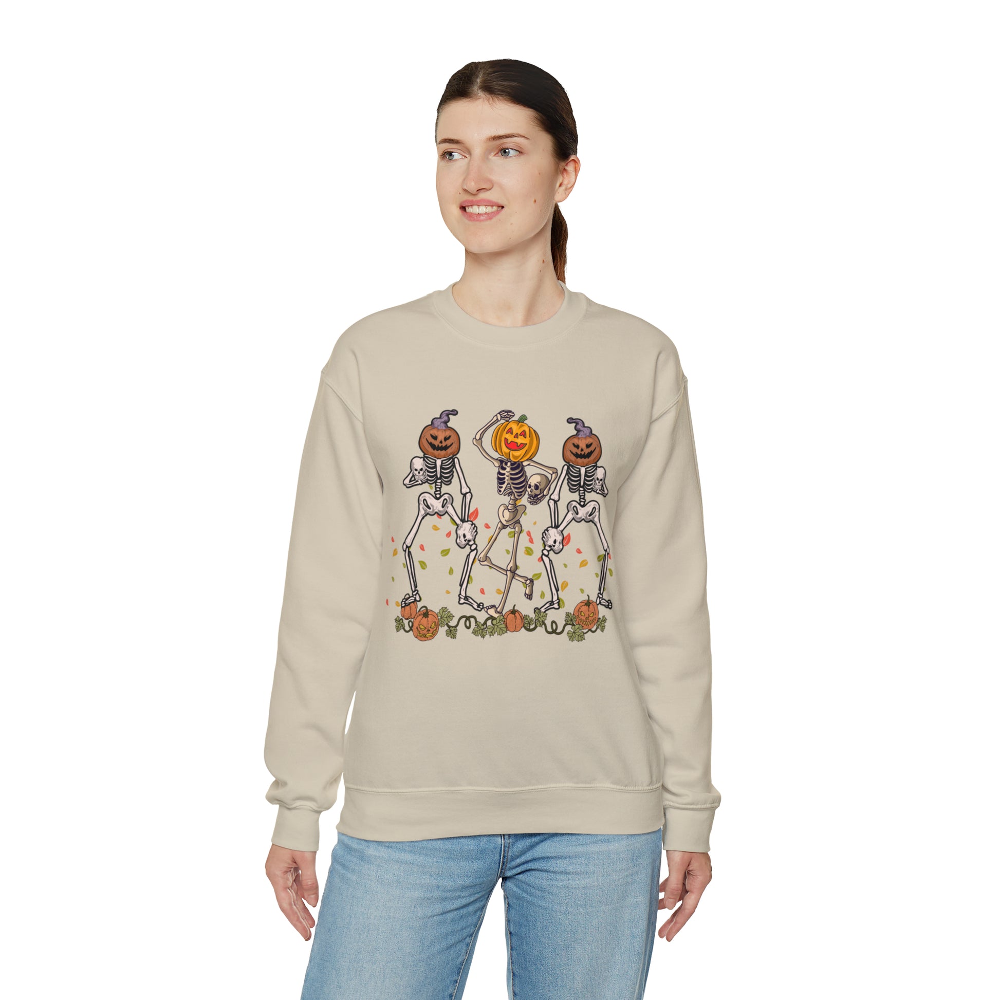 Halloween Skeletons Pumpkin Unisex Crewneck Sweatshirt | Crew neck, DTG, Men's Clothing, Regular fit, Sweatshirts, Unisex, Valentine's Day Picks, Women's Clothing