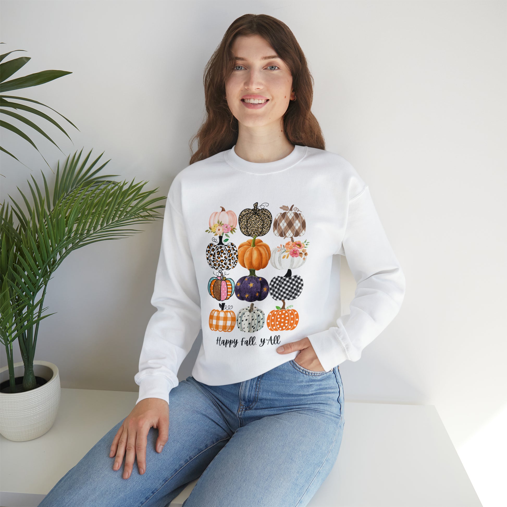 Happy Fall Y'all Pumpkins Unisex Crewneck Sweatshirt | Crew neck, DTG, Men's Clothing, Regular fit, Sweatshirts, Unisex, Valentine's Day Picks, Women's Clothing