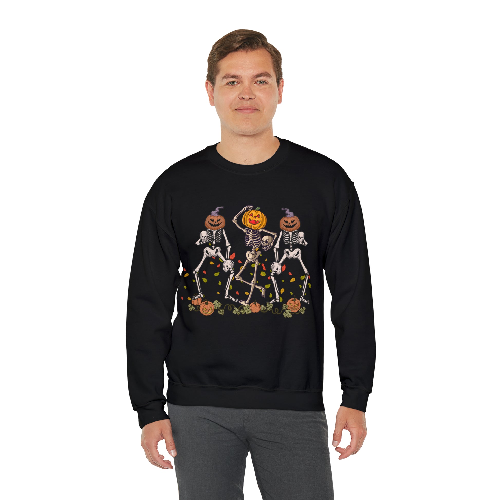 Halloween Skeletons Pumpkin Unisex Crewneck Sweatshirt | Crew neck, DTG, Men's Clothing, Regular fit, Sweatshirts, Unisex, Valentine's Day Picks, Women's Clothing