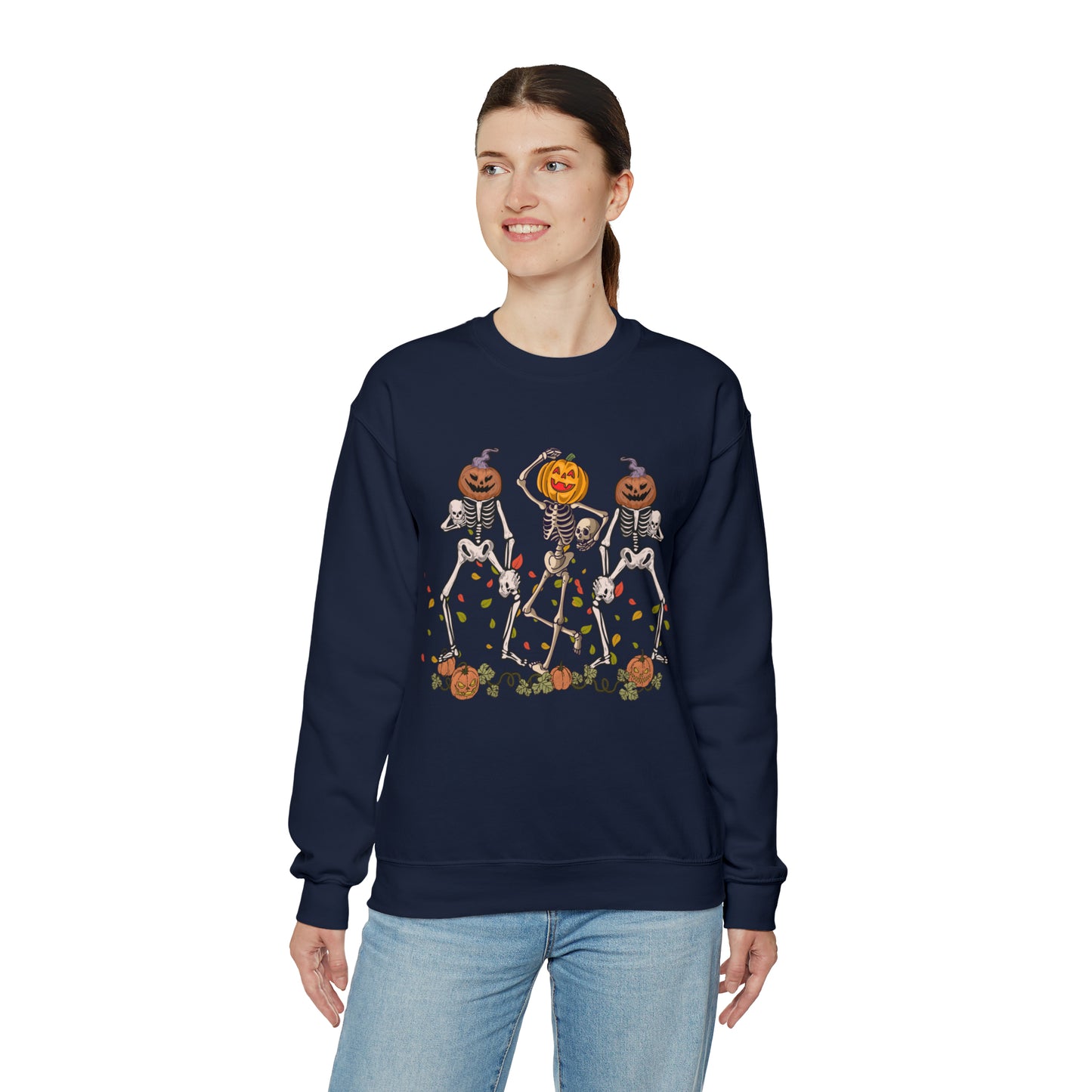 Halloween Skeletons Pumpkin Unisex Crewneck Sweatshirt | Crew neck, DTG, Men's Clothing, Regular fit, Sweatshirts, Unisex, Valentine's Day Picks, Women's Clothing