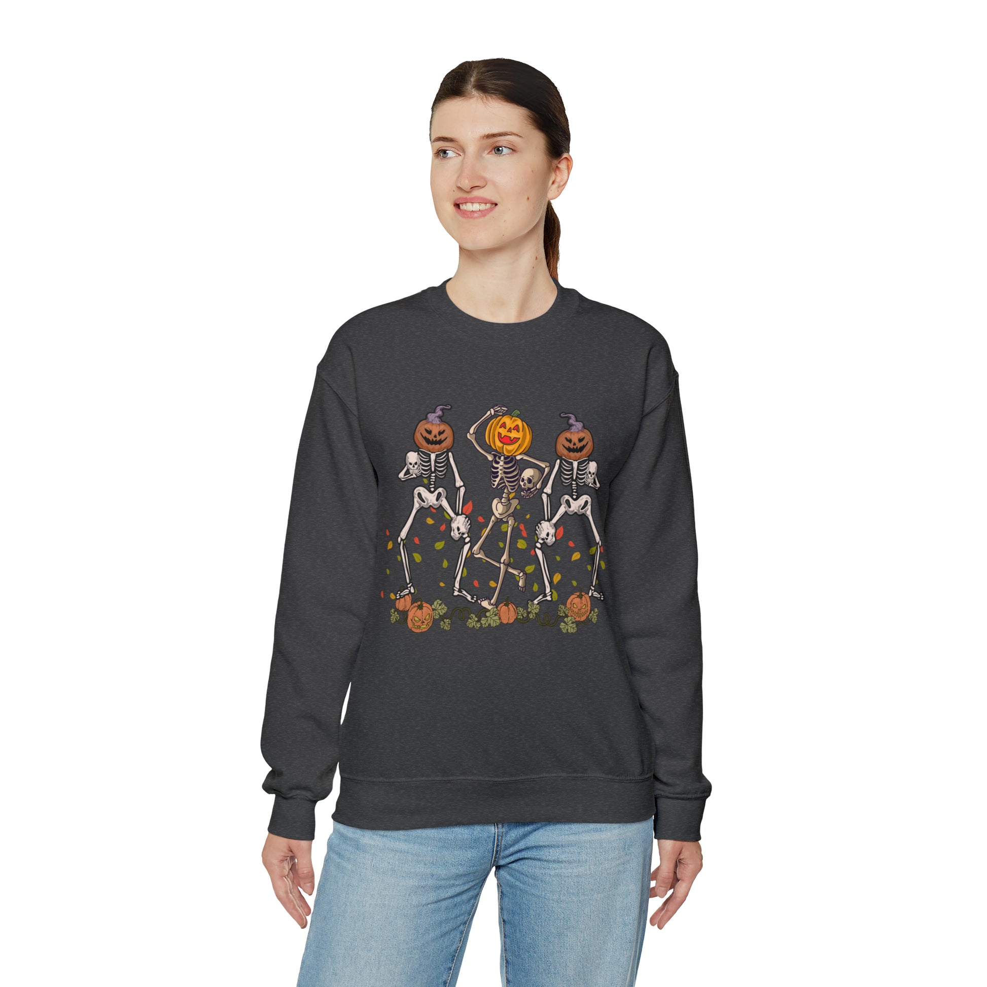 Halloween Skeletons Pumpkin Unisex Crewneck Sweatshirt | Crew neck, DTG, Men's Clothing, Regular fit, Sweatshirts, Unisex, Valentine's Day Picks, Women's Clothing