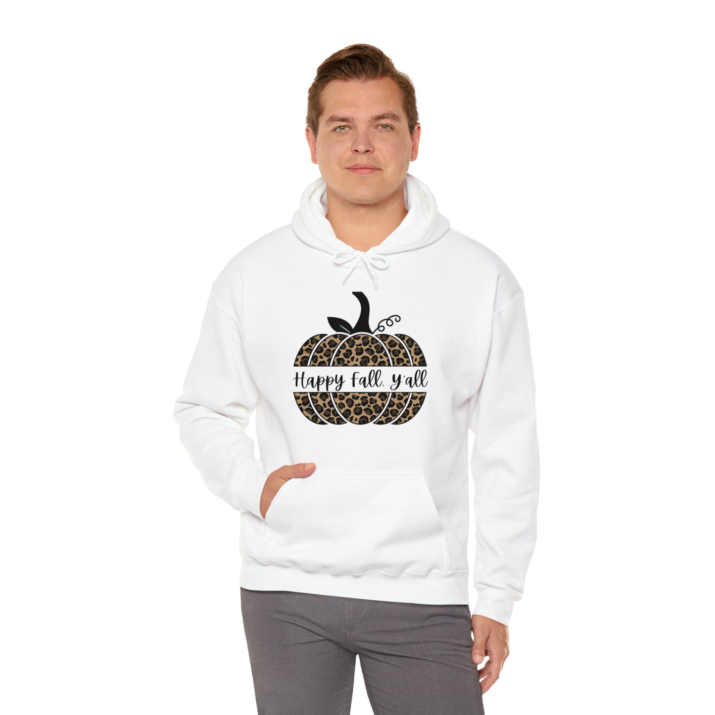 Happy Fall Y'all Hooded Unisex Hooded Sweatshirt | DTG, Hoodies, Men's Clothing, Regular fit, Unisex, Women's Clothing