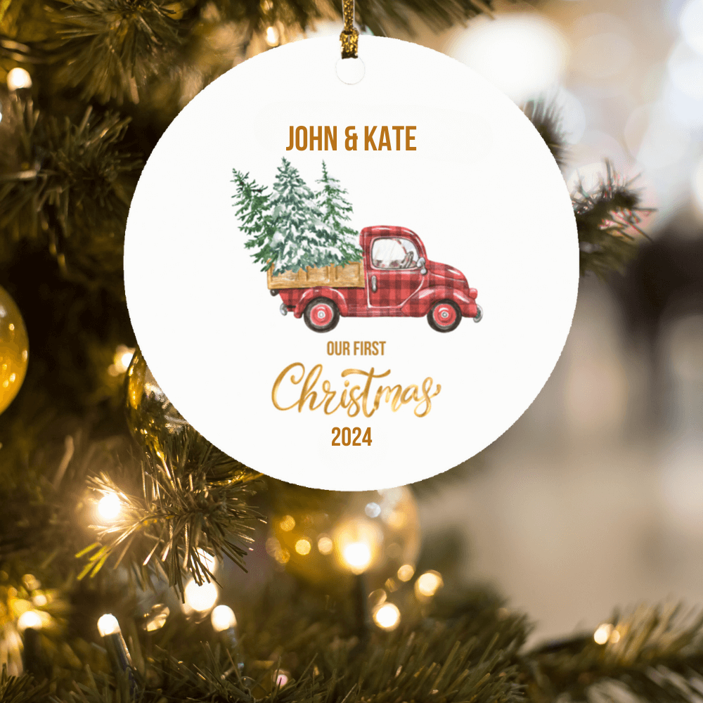 Personalized Couple First Christmas Truck Ornament