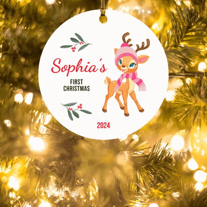 Personalized Baby's First Christmas Raindeer Ornament