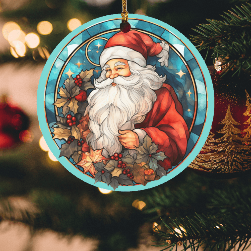 Santa Claus Stained Glass Design Ornament