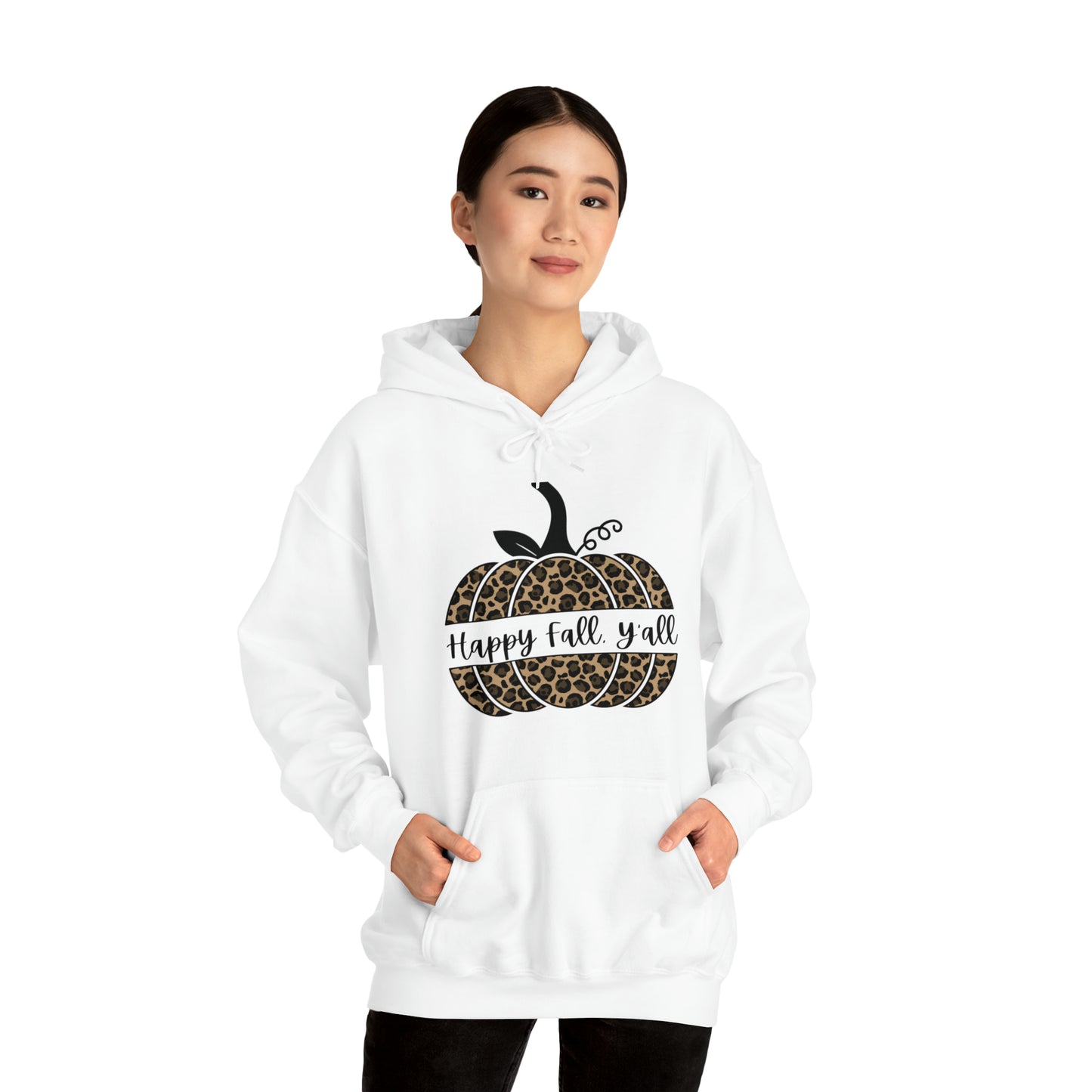 Happy Fall Y'all Hooded Unisex Hooded Sweatshirt | DTG, Hoodies, Men's Clothing, Regular fit, Unisex, Women's Clothing