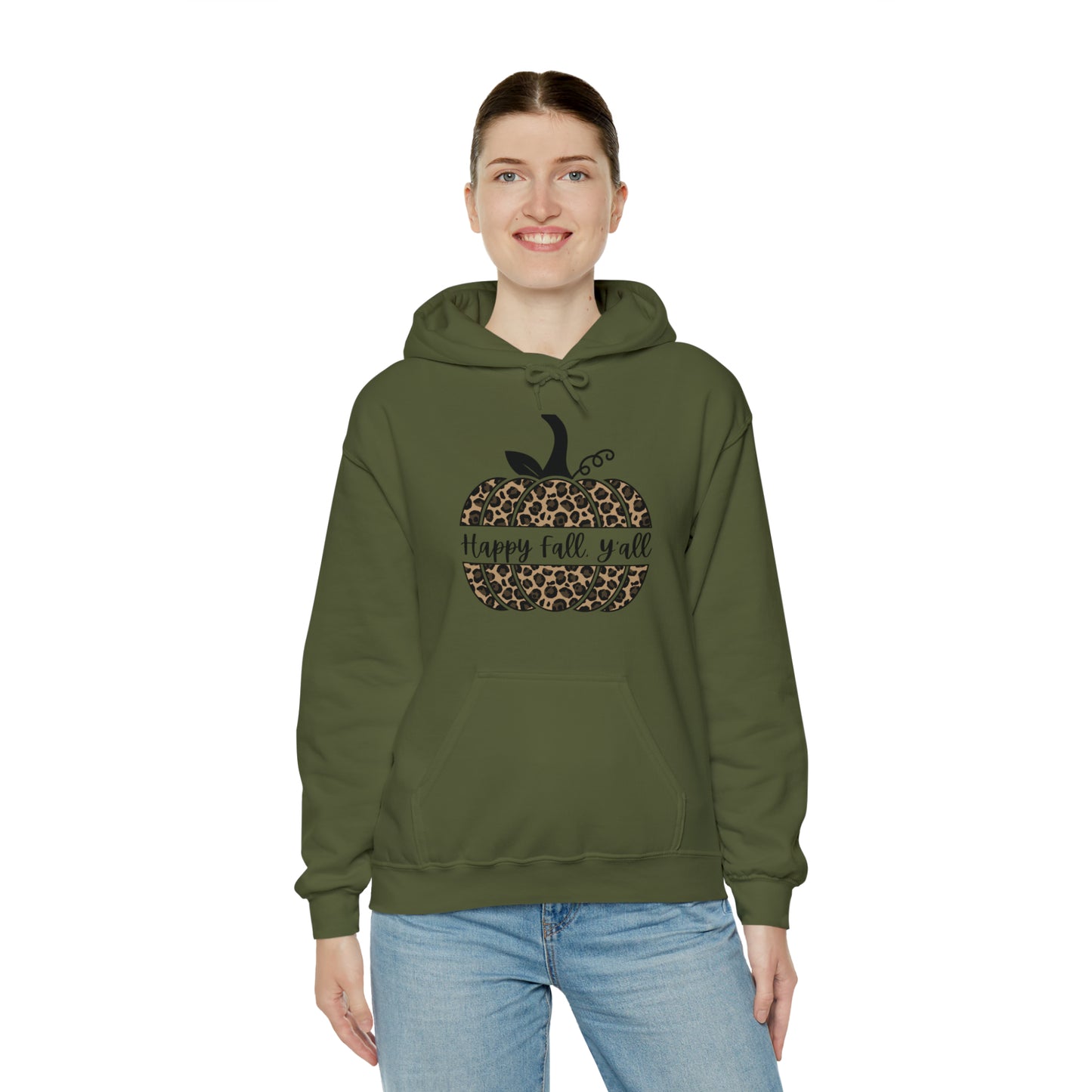 Happy Fall Y'all Hooded Unisex Hooded Sweatshirt | DTG, Hoodies, Men's Clothing, Regular fit, Unisex, Women's Clothing