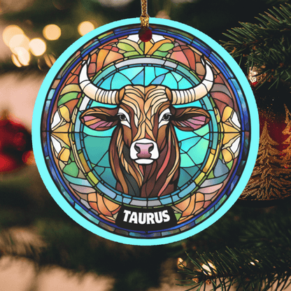 Zodiac Sign Stained Glass Design Ornament