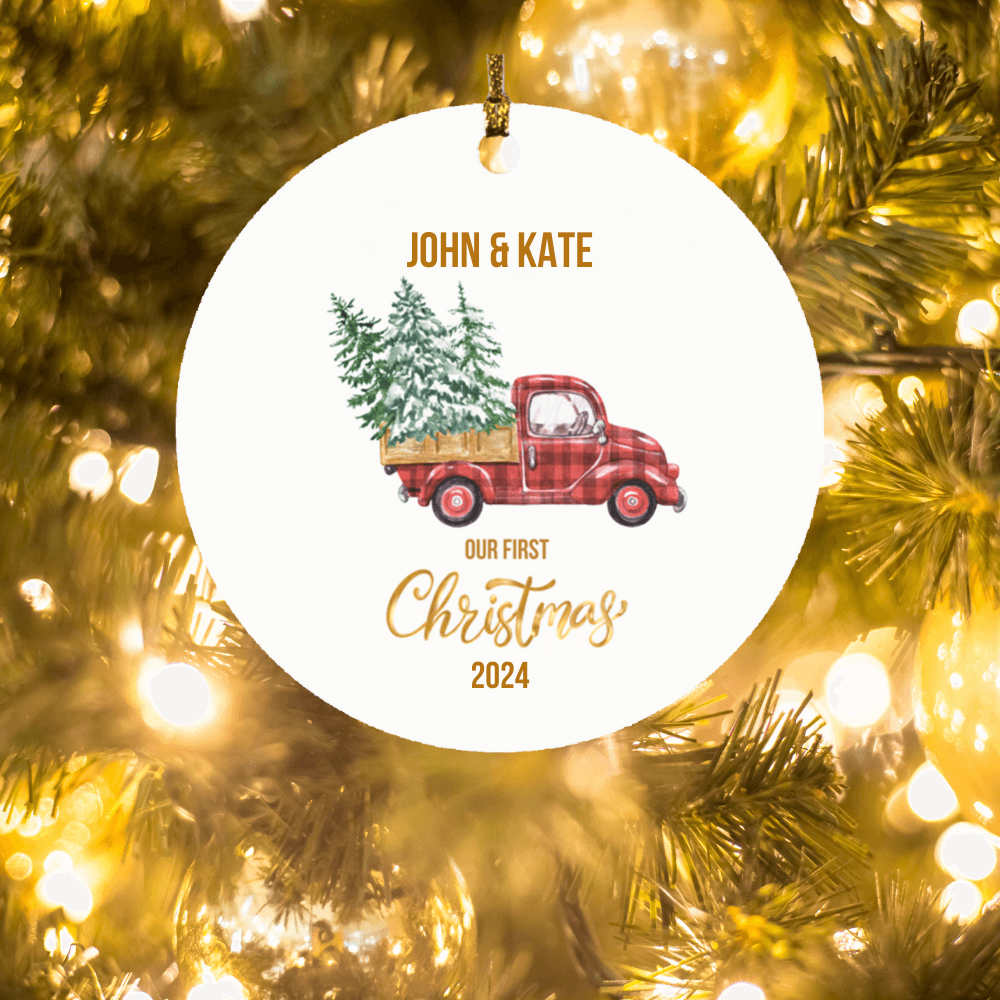 Personalized Couple First Christmas Truck Ornament