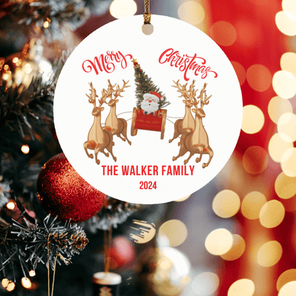 Personalized Santa Sleigh Family Ornament