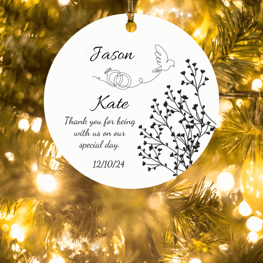 Personalized Couple Rings Thank You Ornament