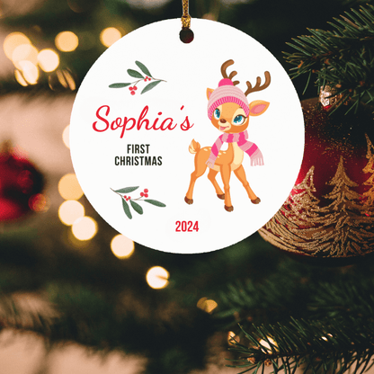 Personalized Baby's First Christmas Raindeer Ornament