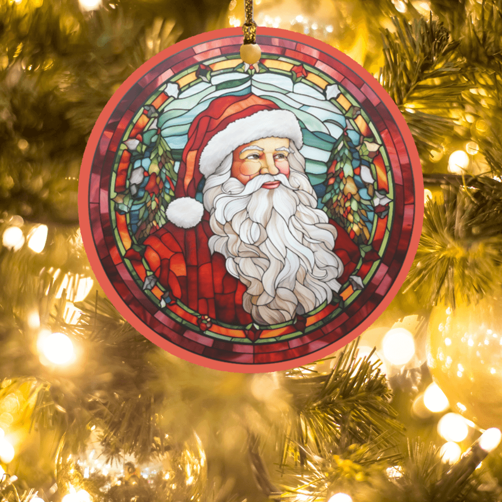 Santa Claus Stained Glass Design Ornament