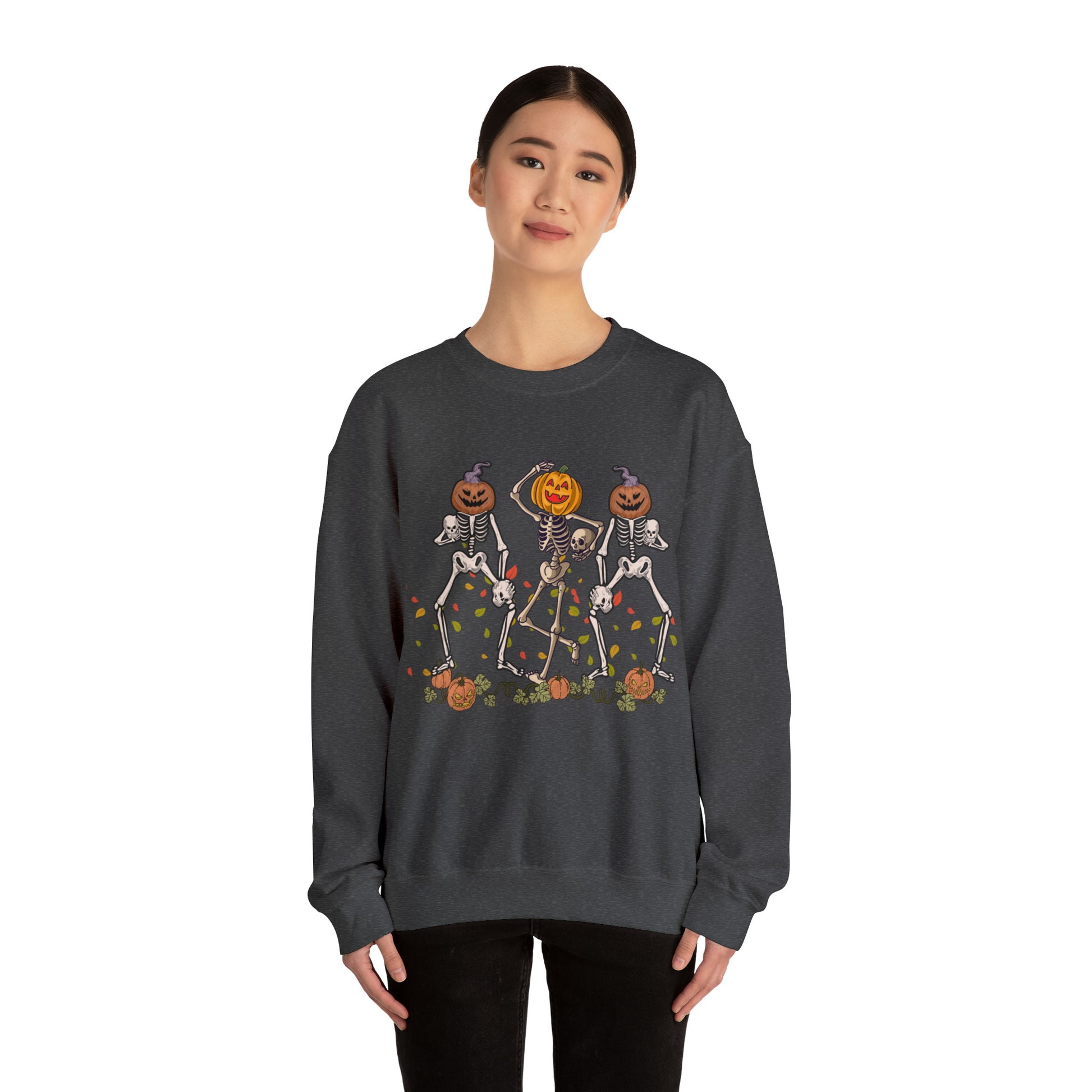 Halloween Skeletons Pumpkin Unisex Crewneck Sweatshirt | Crew neck, DTG, Men's Clothing, Regular fit, Sweatshirts, Unisex, Valentine's Day Picks, Women's Clothing