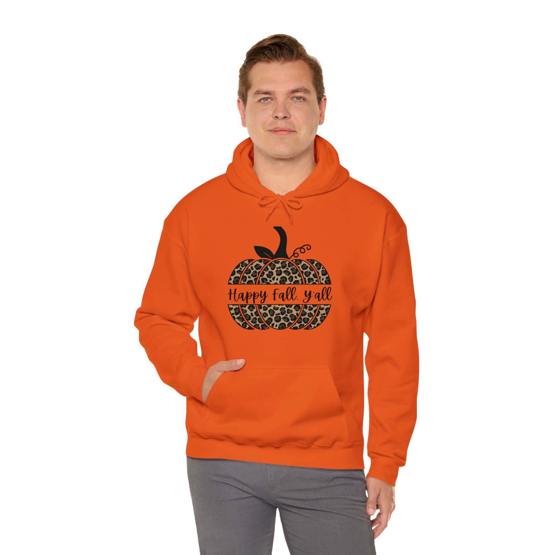 Happy Fall Y'all Hooded Unisex Hooded Sweatshirt | DTG, Hoodies, Men's Clothing, Regular fit, Unisex, Women's Clothing