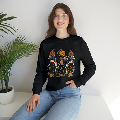 Halloween Skeletons Pumpkin Unisex Crewneck Sweatshirt | Crew neck, DTG, Men's Clothing, Regular fit, Sweatshirts, Unisex, Valentine's Day Picks, Women's Clothing