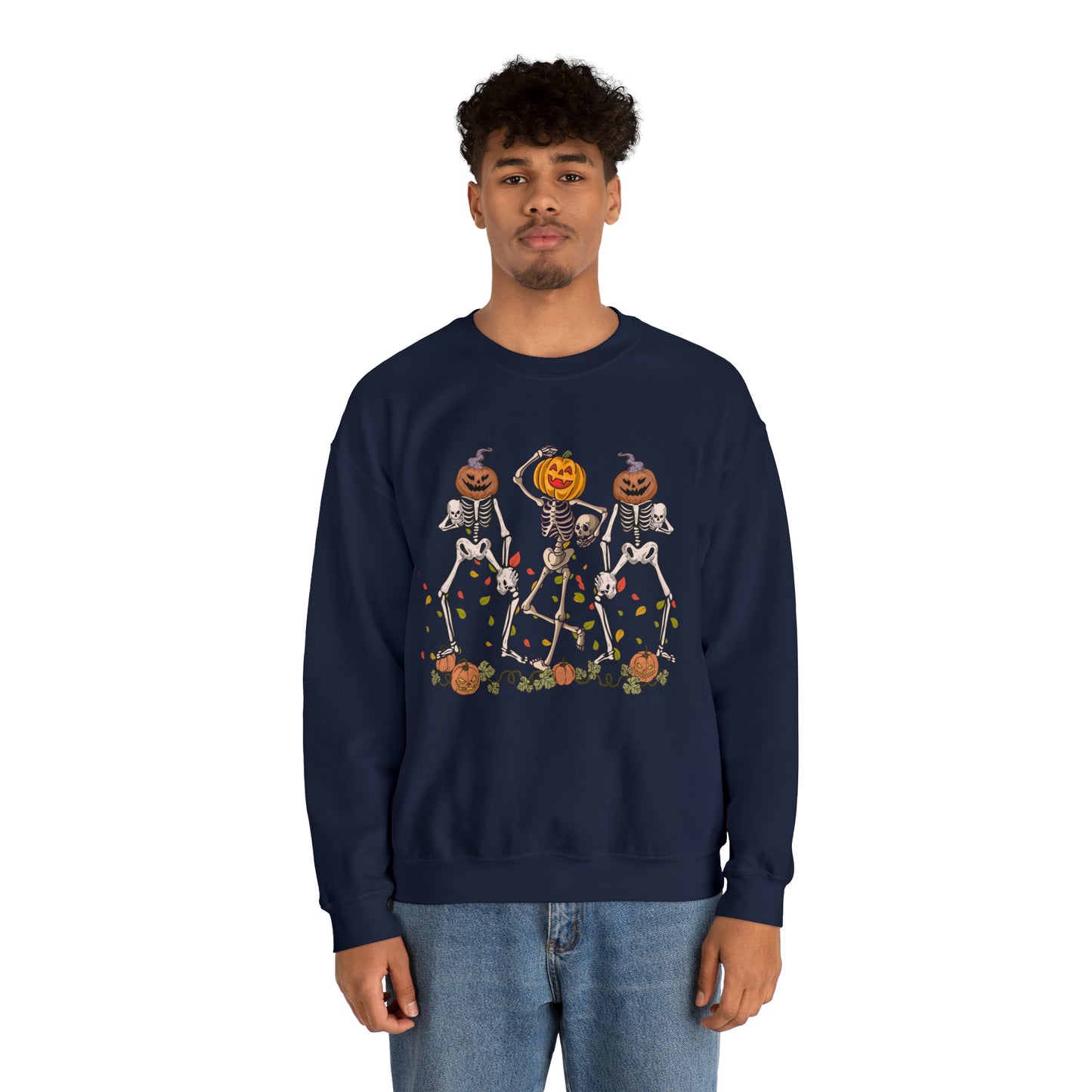 Halloween Skeletons Pumpkin Unisex Crewneck Sweatshirt | Crew neck, DTG, Men's Clothing, Regular fit, Sweatshirts, Unisex, Valentine's Day Picks, Women's Clothing