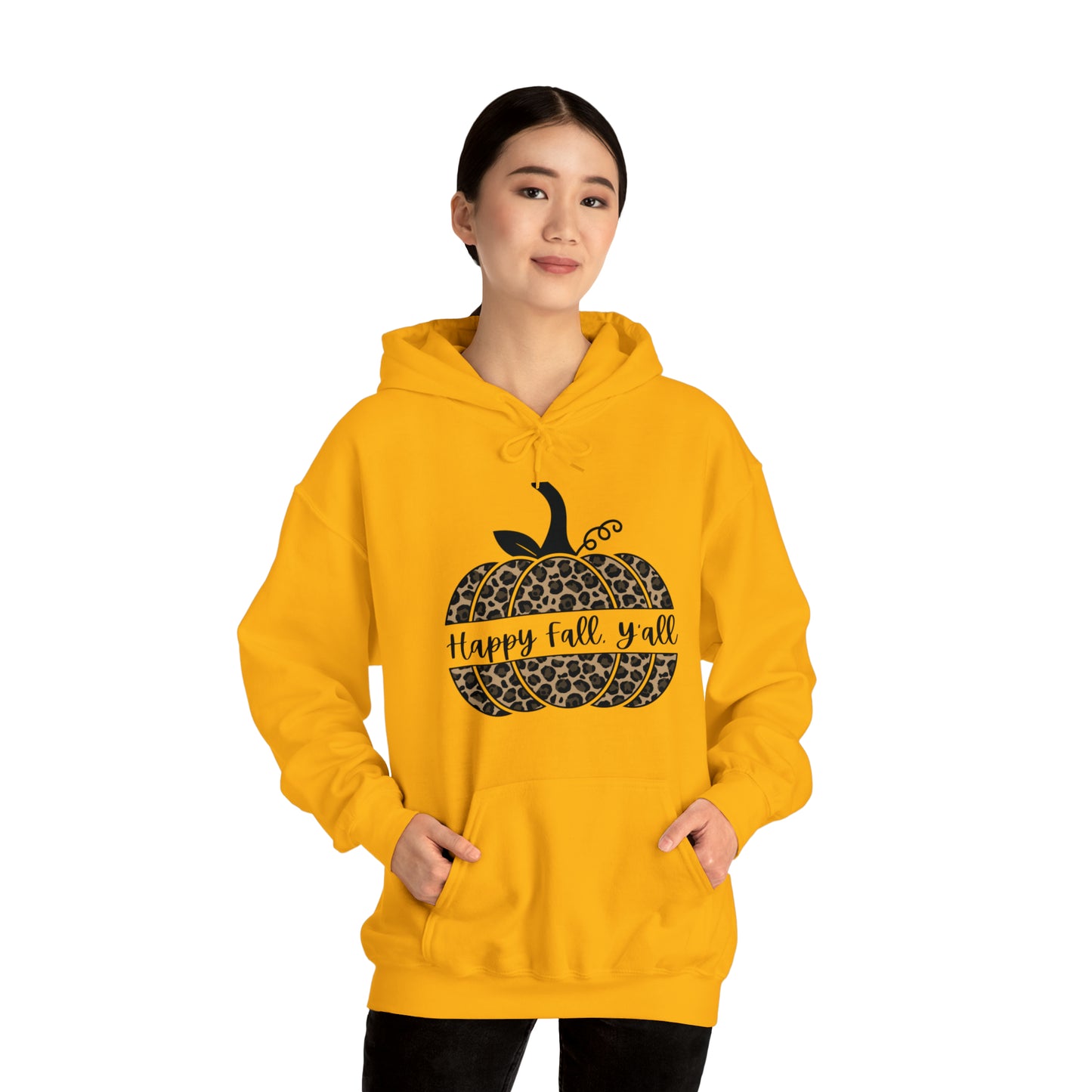 Happy Fall Y'all Hooded Unisex Hooded Sweatshirt | DTG, Hoodies, Men's Clothing, Regular fit, Unisex, Women's Clothing