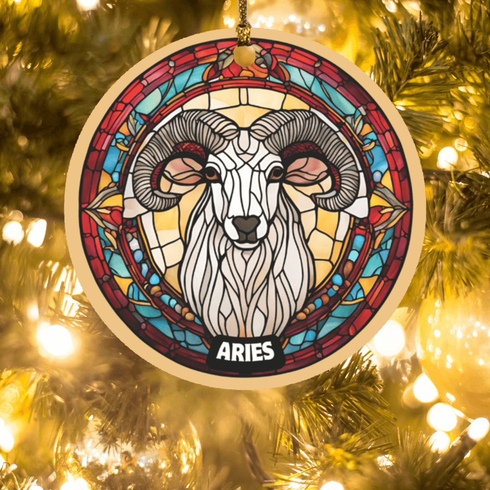 Zodiac Sign Stained Glass Design Ornament