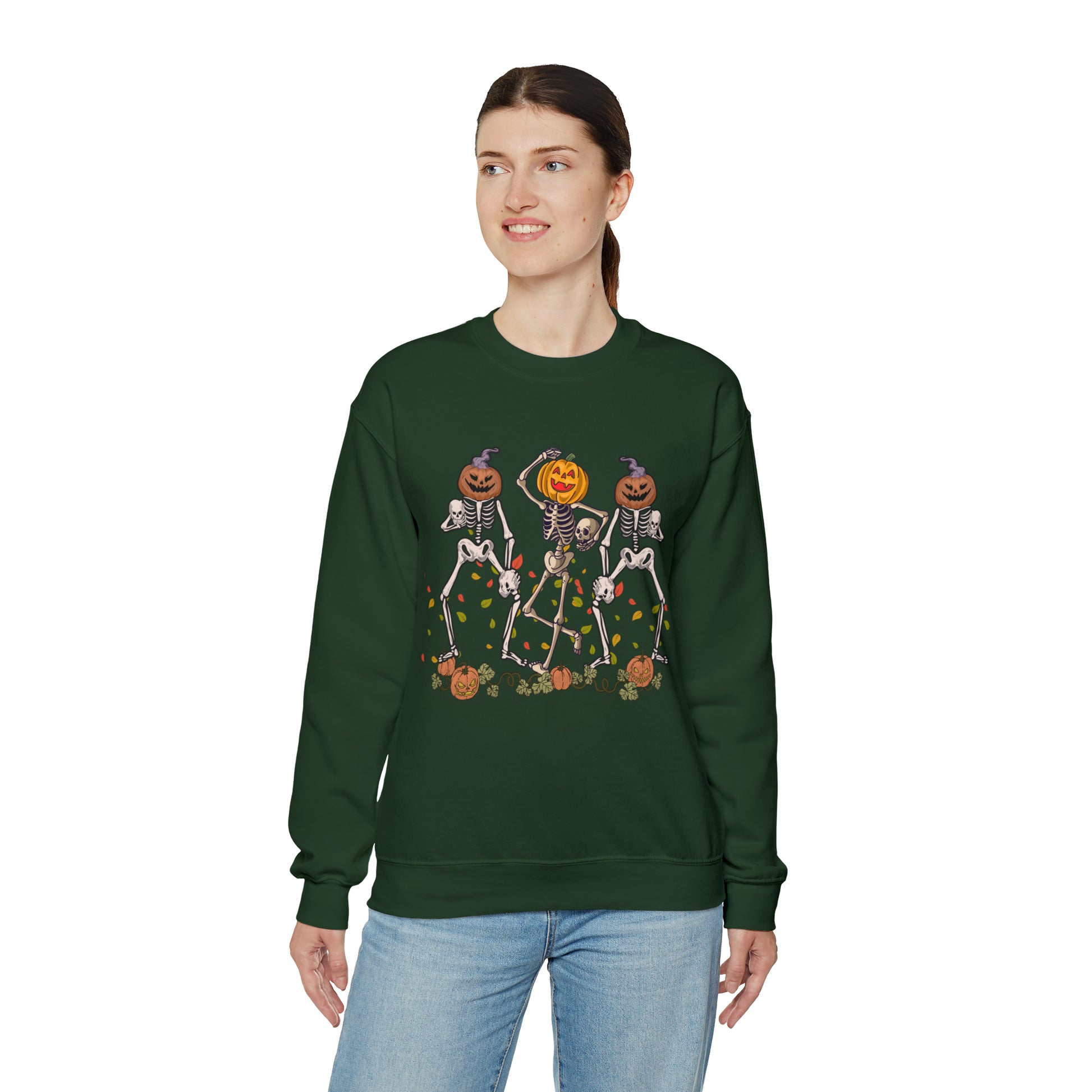 Halloween Skeletons Pumpkin Unisex Crewneck Sweatshirt | Crew neck, DTG, Men's Clothing, Regular fit, Sweatshirts, Unisex, Valentine's Day Picks, Women's Clothing