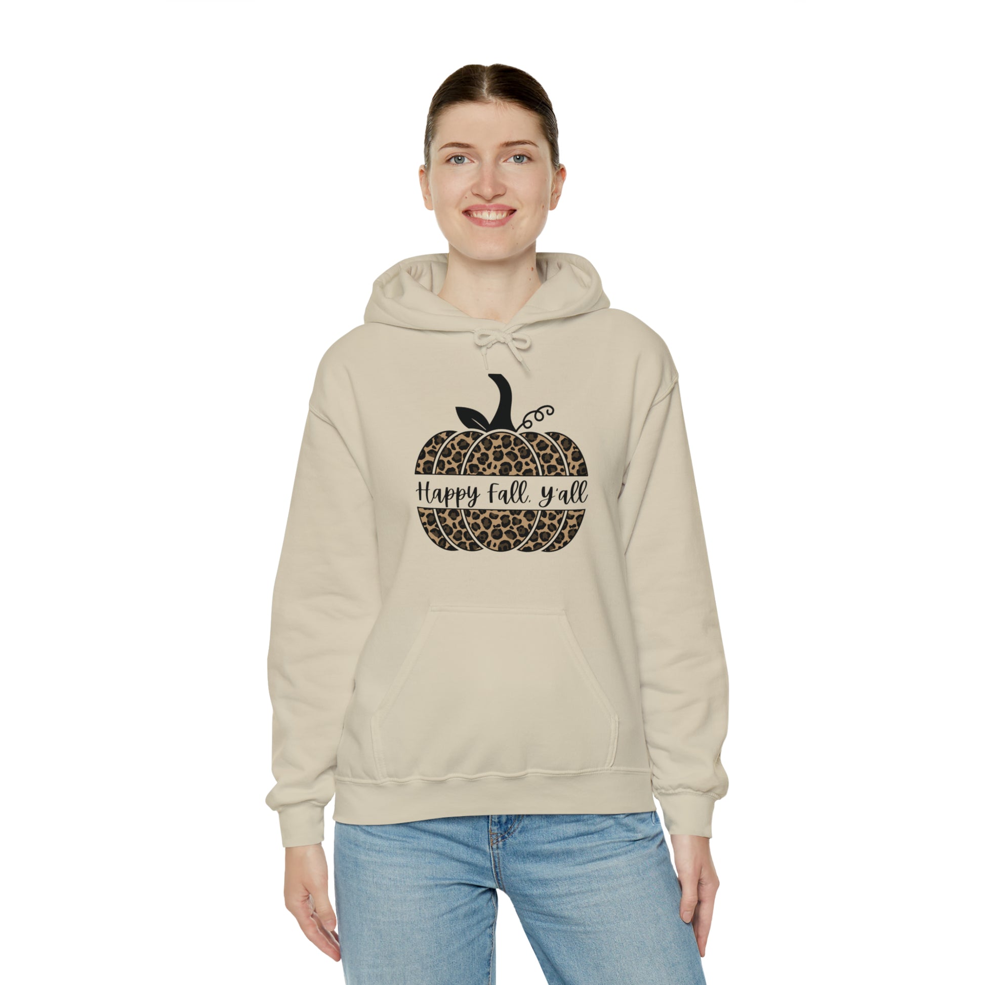 Happy Fall Y'all Hooded Unisex Hooded Sweatshirt | DTG, Hoodies, Men's Clothing, Regular fit, Unisex, Women's Clothing