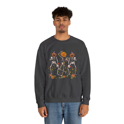 Halloween Skeletons Pumpkin Unisex Crewneck Sweatshirt | Crew neck, DTG, Men's Clothing, Regular fit, Sweatshirts, Unisex, Valentine's Day Picks, Women's Clothing