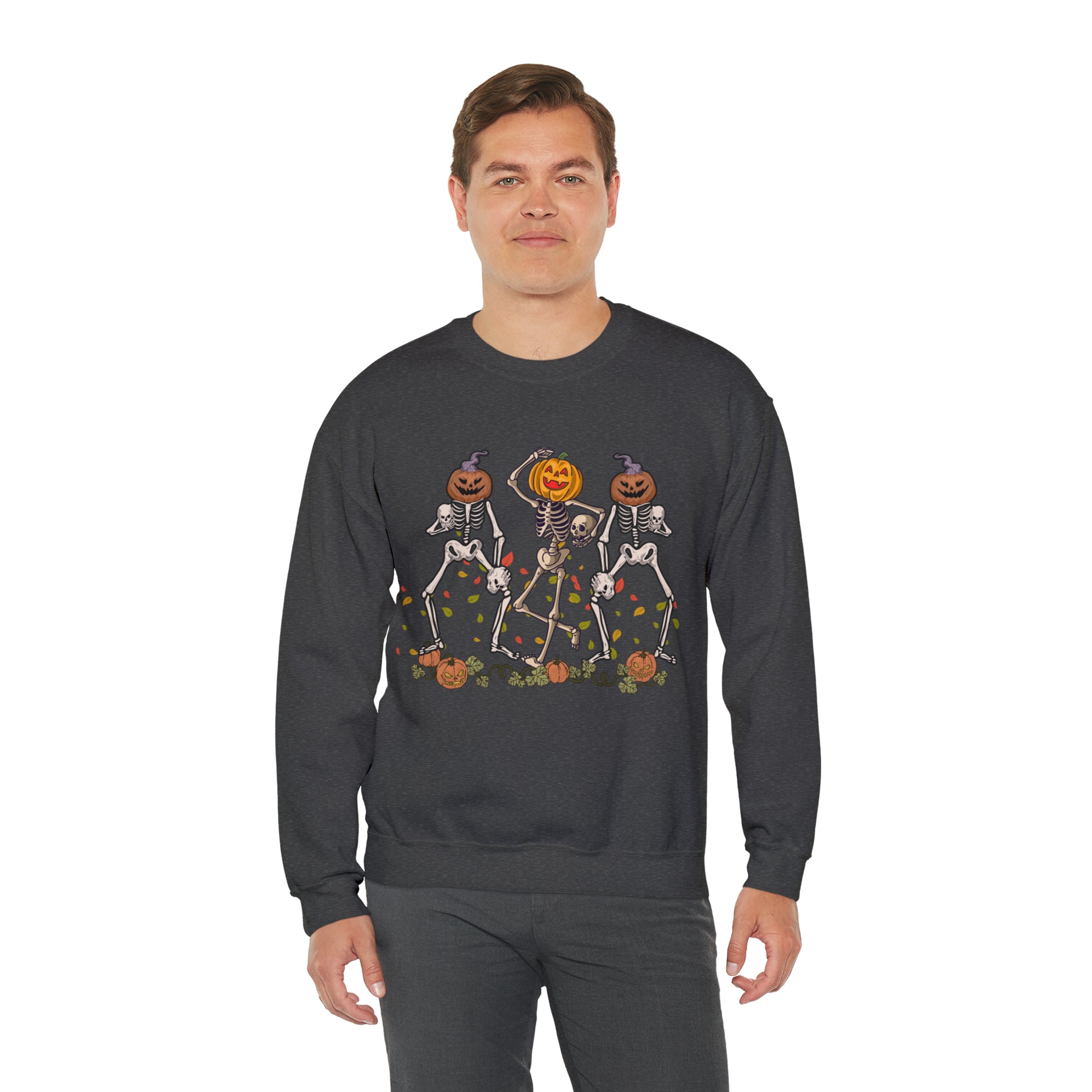 Halloween Skeletons Pumpkin Unisex Crewneck Sweatshirt | Crew neck, DTG, Men's Clothing, Regular fit, Sweatshirts, Unisex, Valentine's Day Picks, Women's Clothing