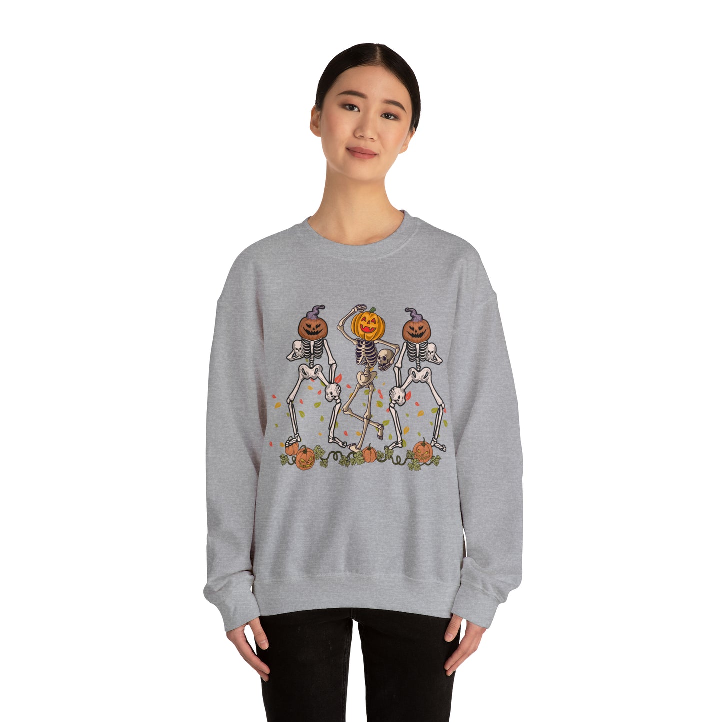 Halloween Skeletons Pumpkin Unisex Crewneck Sweatshirt | Crew neck, DTG, Men's Clothing, Regular fit, Sweatshirts, Unisex, Valentine's Day Picks, Women's Clothing