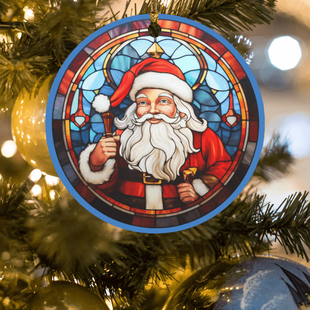 Santa Claus Stained Glass Design Ornament