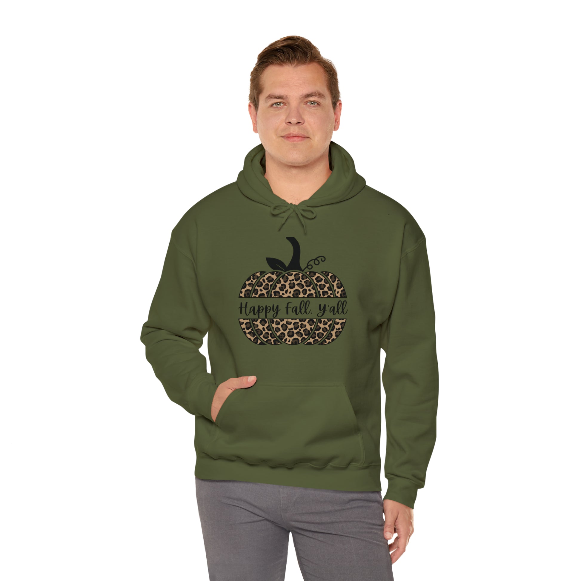 Happy Fall Y'all Hooded Unisex Hooded Sweatshirt | DTG, Hoodies, Men's Clothing, Regular fit, Unisex, Women's Clothing