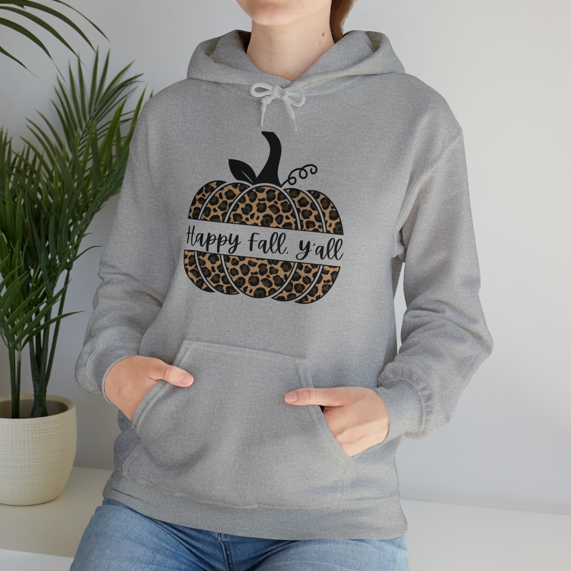 Happy Fall Y'all Hooded Unisex Hooded Sweatshirt | DTG, Hoodies, Men's Clothing, Regular fit, Unisex, Women's Clothing