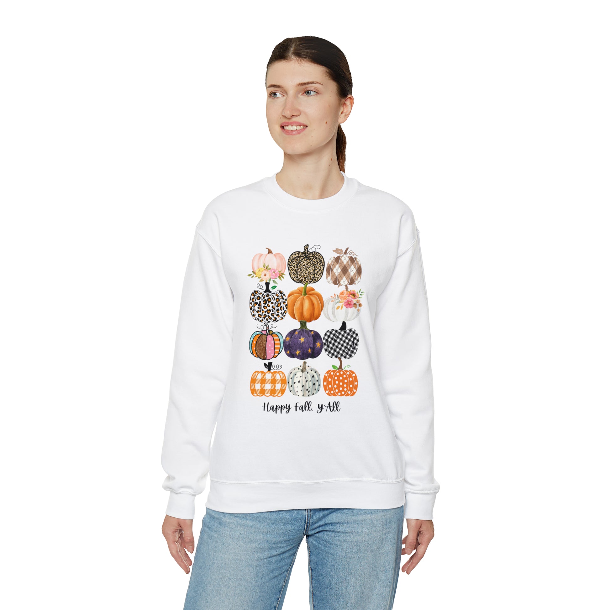 Happy Fall Y'all Pumpkins Unisex Crewneck Sweatshirt | Crew neck, DTG, Men's Clothing, Regular fit, Sweatshirts, Unisex, Valentine's Day Picks, Women's Clothing